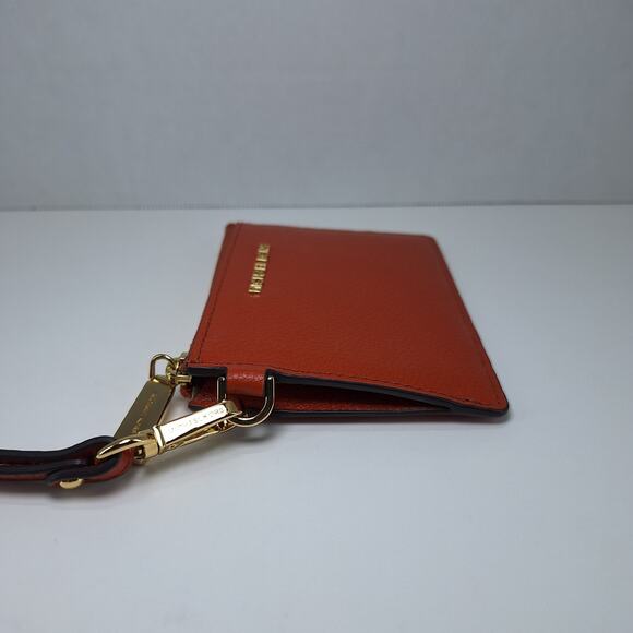 Michael Kors Jet Set Orange Pebble Leather Coin Purse Pouch Wallet Wristlet - Picture 9 of 14